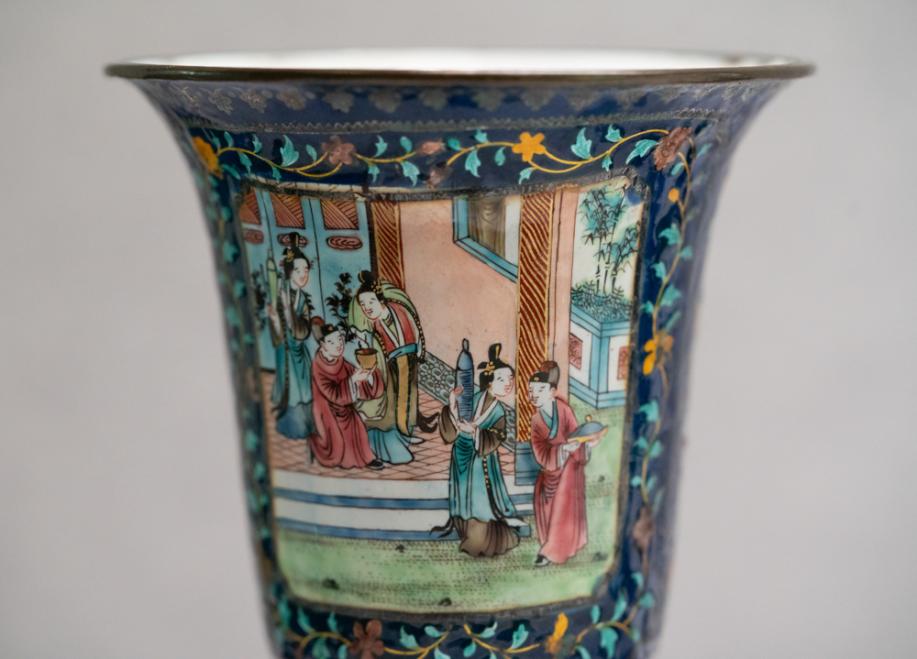 DSC03913-蓝地透明珐琅贴银箔高足杯-清-珐琅